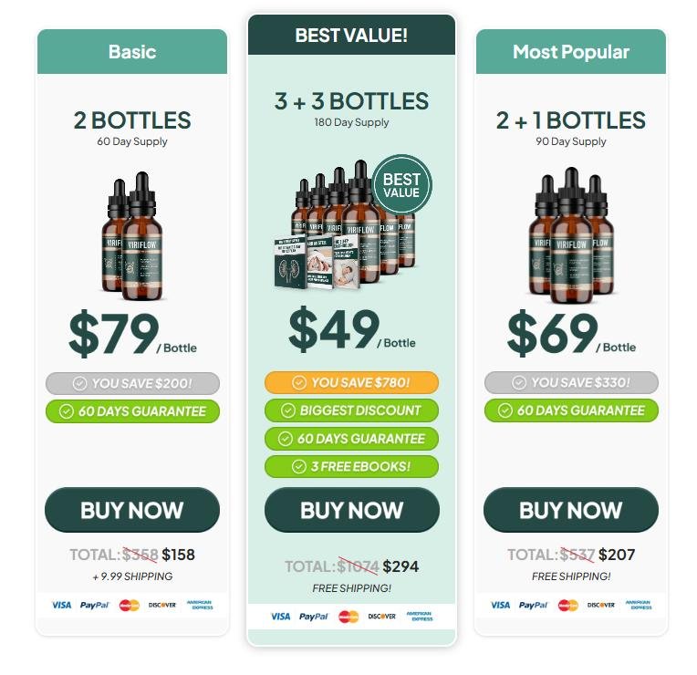 ViriFlow pricing package options and secure order offer for prostate wellness support